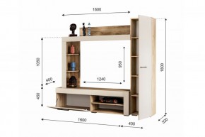 НИКОЛЬ Гостиная (Дуб крафт серый/софт айвори) в Приобье - priobie.ok-mebel.com | фото 2