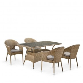 Обеденный комплект плетеной мебели T198B/Y79B-W56 Light Brown (4+1) в Приобье - priobie.ok-mebel.com | фото