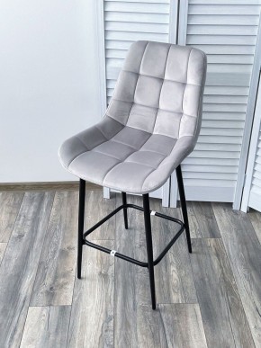 Полубарный стул ХОФМАН, цвет H-09 Светло-серый, велюр / черный каркас H=63cm М-City в Приобье - priobie.ok-mebel.com | фото 4