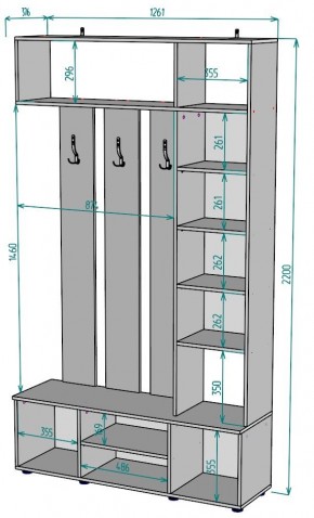 Прихожая с зеркалом V20_M в Приобье - priobie.ok-mebel.com | фото 2