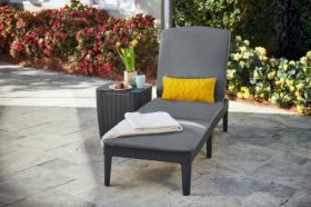 Шезлонг Джайпур с матрасом (Jaipur Sun lounger (with cushion)) графит в Приобье - priobie.ok-mebel.com | фото 2