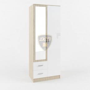 Шкаф 2-х створчатый с зеркалом Софи СШК 800.3 (дуб сонома/белый глянец) в Приобье - priobie.ok-mebel.com | фото 1