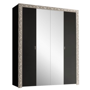 Шкаф 4-х дв. (с зеркалами)  Premium черная/серебро (ТФШ1/4(П) в Приобье - priobie.ok-mebel.com | фото