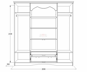 Шкаф 4-х дверный для одежды и белья Ольга-10 МДФ в Приобье - priobie.ok-mebel.com | фото 2