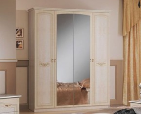 Шкаф 4-х дверный с зеркалами (08.244) Ирина (беж) в Приобье - priobie.ok-mebel.com | фото