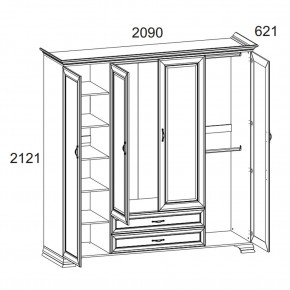 Шкаф 4D2S Z, TIFFANY, цвет вудлайн кремовый в Приобье - priobie.ok-mebel.com | фото