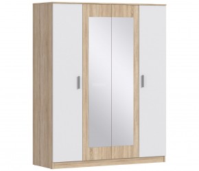 Шкаф 4х дверный с зеркалами Уют СБ-2750/1 (Дуб Сонома/Белый) в Приобье - priobie.ok-mebel.com | фото