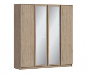Шкаф 4х дверный с зеркалами Веста СБ-3082 (Дуб Сонома) в Приобье - priobie.ok-mebel.com | фото