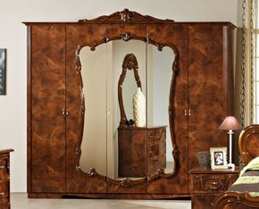 Шкаф 5-и дверный с зеркалами (20.145) Тициана (орех) в Приобье - priobie.ok-mebel.com | фото
