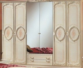Шкаф 6-и дверный с зеркалами (01.146) Роза (беж) в Приобье - priobie.ok-mebel.com | фото