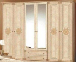Шкаф 6-и дверный с зеркалами (02.146) Рома (беж) в Приобье - priobie.ok-mebel.com | фото