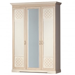 Шкаф для одежды 3-дверный №800 Парма кремовый белый в Приобье - priobie.ok-mebel.com | фото