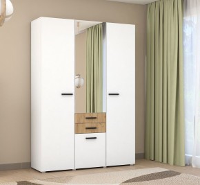 Шкаф Ева (Белый текстурный/Дуб крафт золотой) в Приобье - priobie.ok-mebel.com | фото