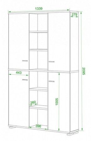 Шкаф книжный Домино ПУ-40-5 в Приобье - priobie.ok-mebel.com | фото 2