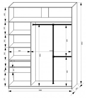 Шкаф-купе 1800 серии SOFT D8+D2+B2+PL4 (2 ящика+F обр.штанга) профиль «Графит» в Приобье - priobie.ok-mebel.com | фото 3