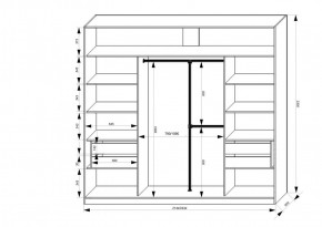 Шкаф-купе 2150 серии NEW CLASSIC K4+K4+K4+B22+PL4(по 2 ящика лев/прав+F обр.штанга) профиль «Капучино» в Приобье - priobie.ok-mebel.com | фото 3