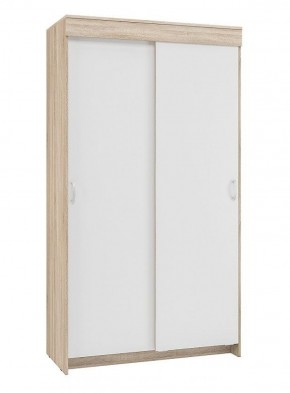 Шкаф-купе Бассо 1.0 (Дуб Сонома/Белый) 2 двери 2 зеркальные вставки в Приобье - priobie.ok-mebel.com | фото 3