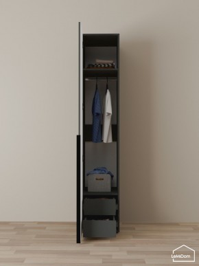 Шкаф Linnea MHR-1-3 2050х400х510 (Графит-М 11.1.25) в Приобье - priobie.ok-mebel.com | фото 3