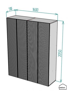 Шкаф Linnea MHR-4-2 2050х1600х510 (ДВ-М 11.1.25) в Приобье - priobie.ok-mebel.com | фото 2