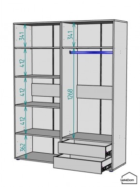Шкаф Linnea MHR-4-2 2050х1600х510 (ДВ-М 11.1.25) в Приобье - priobie.ok-mebel.com | фото 3