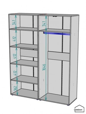 Шкаф Linnea MHR-4PO-1 2050х1600х510 (Белый-М 11.1.2) в Приобье - priobie.ok-mebel.com | фото 3