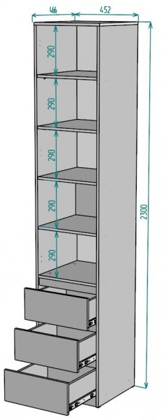 Шкаф Мальта H160 в Приобье - priobie.ok-mebel.com | фото 2