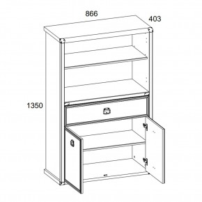 Шкаф открытый 2D1S, MAGELLAN, цвет Сосна винтаж в Приобье - priobie.ok-mebel.com | фото 3