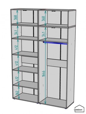 Шкаф с антресолью Linnea MHR-4A-1 2450х1600х510 (Графит-М 11.1.25) в Приобье - priobie.ok-mebel.com | фото 3