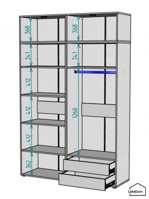 Шкаф с антресолью Linnea MHR-4POA-2 2450х1600х510 (Белый-М 11.1.1) в Приобье - priobie.ok-mebel.com | фото 3