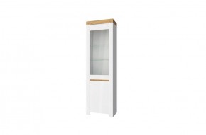 Шкаф с витриной  1V1D, TAURUS, цвет белый/дуб вотан в Приобье - priobie.ok-mebel.com | фото 1