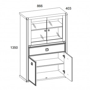 Шкаф с витриной 2V2D1SL, MAGELLAN, цвет Сосна винтаж в Приобье - priobie.ok-mebel.com | фото 3