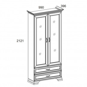 Шкаф с витриной 2V2S, TIFFANY, цвет вудлайн кремовый в Приобье - priobie.ok-mebel.com | фото 2