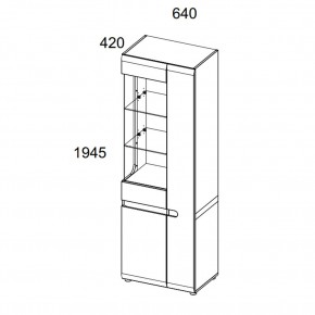 Шкаф с витриной 3D/TYP 01L, LINATE ,цвет белый/сонома трюфель в Приобье - priobie.ok-mebel.com | фото 2