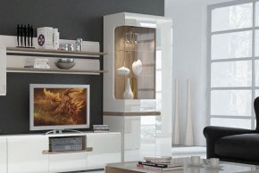 Шкаф с витриной 3D/TYP 01L, LINATE ,цвет белый/сонома трюфель в Приобье - priobie.ok-mebel.com | фото 6