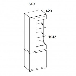 Шкаф с витриной 3D/TYP 01P, LINATE ,цвет белый/сонома трюфель в Приобье - priobie.ok-mebel.com | фото 2