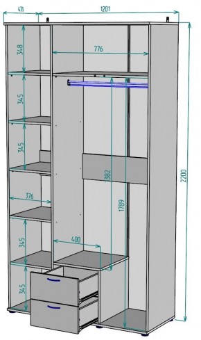 Шкаф с зеркалом Ольга H54_M в Приобье - priobie.ok-mebel.com | фото 2