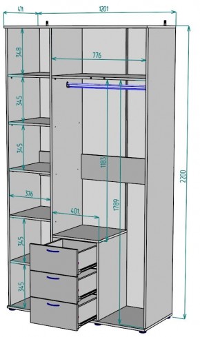 Шкаф с зеркалом Ольга H57_M в Приобье - priobie.ok-mebel.com | фото 2