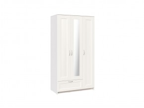 Шкаф СИРИУС трёхдверный белый с одним выдвижным ящиком и зеркалом в Приобье - priobie.ok-mebel.com | фото