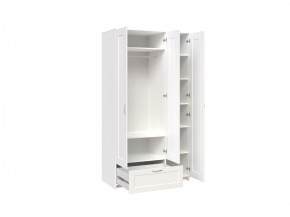 Шкаф СИРИУС трёхдверный белый с одним выдвижным ящиком и зеркалом в Приобье - priobie.ok-mebel.com | фото 3