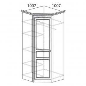 Шкаф угловой №183 "Лючия" Фасад зеркало (Угол 1007*1007) Дуб оксфорд в Приобье - priobie.ok-mebel.com | фото 2