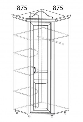 Шкаф угловой №562 "Алиса" (угол 875*875) в Приобье - priobie.ok-mebel.com | фото 2