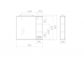 Шкаф-зеркало Cube 75 Эл. Правый Домино (DC5009HZ) в Приобье - priobie.ok-mebel.com | фото 3