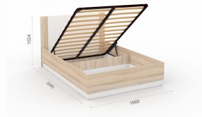 Спальня Аврора Кровать 160 с подъемным механизмом Дуб сонома/Белый в Приобье - priobie.ok-mebel.com | фото 2