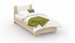 Спальня Аврора Кровать 90 со встроенным основанием под матрас Дуб сонома/Белый в Приобье - priobie.ok-mebel.com | фото