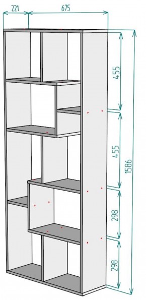 Стеллаж S8 1586х675х221 в Приобье - priobie.ok-mebel.com | фото 2