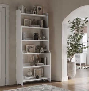 Стеллаж Вествик, массив сосны, цвет белый в Приобье - priobie.ok-mebel.com | фото 3
