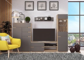 Стенка АНТАЛИЯ 1 (Сонома/Графит софт) в Приобье - priobie.ok-mebel.com | фото 3
