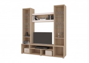 Стенка АНТАЛИЯ 2 (Сонома/Белый софт) в Приобье - priobie.ok-mebel.com | фото 2