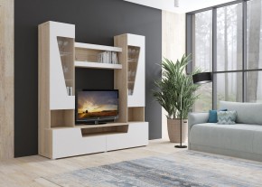 Стенка АНТАЛИЯ 2 (Сонома/Белый софт) в Приобье - priobie.ok-mebel.com | фото 3