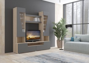 Стенка АНТАЛИЯ 2 (Сонома/Графит софт) в Приобье - priobie.ok-mebel.com | фото 3